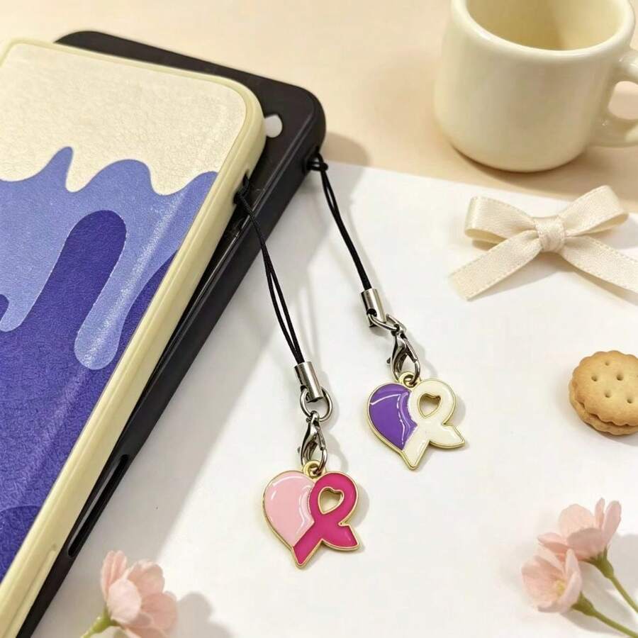 1pc Half Heart-Shaped Ribbon Charm, Suitable For Women's Bags Or Phones, Can Be Used As An Accessory - Multicolor - View 1