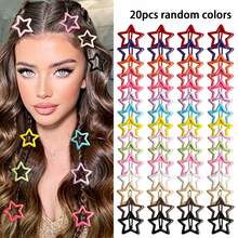 20/10/2pcs Cute Y2K Style Colorful Star Hair Clips, Enamel Texture Snap Clips, Suitable For Side Bangs, Christmas Hair Accessories - Multicolor - View 15