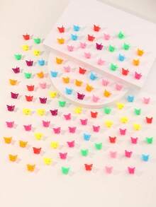 100 buah Jepit Rambut Kupu-kupu Minimalis Kasual Warna Campuran untuk Anak-anak - MultiWarna - View 5