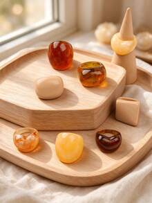 5/8 Pcs Vintage Chunky Resin Ring Set For Women, Retro Amber Marble Pattern Wide Band Geometric Stackable Finger Rings Daily Party Jewelry Gift - Vintage Irregular Resin Ring - View 3