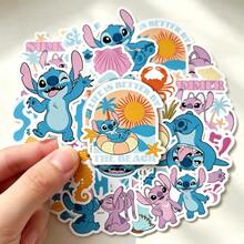 Lilo & Stitch 50PCS Stitch Decorative Sticker Set, Waterproof PVC, Removable No Residue, Suitable For Planner, Water Bottle, Phone Case, Laptop, Luggage, Children's Craft Stickers - Multicolor - View 6