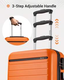 Suitcase Cabin Size Carry On 20 24 28 Inch 3 Piece Set Hard Shell Lightweight Spinner Wheels Combination Lock Telescopic Handle Travel Luggage - Orange - View 4