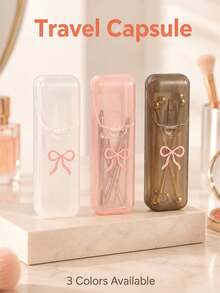 Cute Bow Pattern Portable Toothpick/Cotton Swab Storage Box, With Lid Dust-Proof Design, Easy To Access, Prevents Dust Contamination, Can Store Toothpicks, Cotton Swabs, Dental Floss Picks, Earrings, Small Hair Ties And Other Small Items, Multi-Functional Universal Size, Home Storage, Travel Accessory, Gift For Friends, Birthday Gift, Valentine's Day Gift, Christmas Gift, New Year Gift, Easter Gift, Mother's Day Gift (Box Only) - Multicolor - View 2
