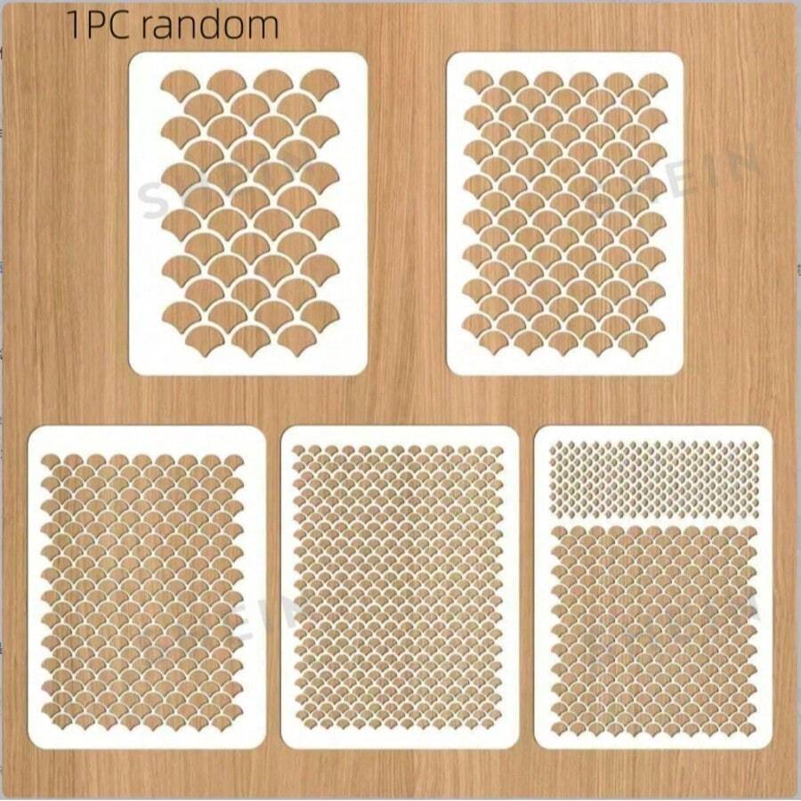 1/2pcs Mermaid Scale Stencils, Mermaid Makeup Stencils, Reusable Fish Scale Pattern, Large Plastic Scale Wall Stencils, Suitable For Face And Body Painting - White - View 1