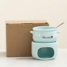 1 Set Ceramic Chocolate Melting Heater With Fork, Home Ice Cream Fondue Cup, Cheese And Cheese Fondue Candle Holder. Suitable For Heating Cheese Cream Cups, Creative Dessert Tools, Ideal Gift. Available In Multiple Colors - View 15