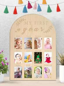 1pc Baby Photo Frame, My First Year Baby Growth Commemorative Board Wooden Photo Display Rack Personalized 12 Months Newborn Photo Frame Suitable For Boys And Girls Baby Birthday/Christening Home Decor Gift Christening Easter Gift Suitable For Girls/Boys Items - Multicolor - View 11