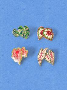 Popjeli Tropical Leaf Imitation Brooch Pin, Decorative Accessory For Clothes, Bags - Multicolor - View 2