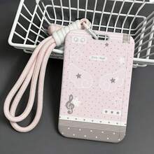 Music Note Print Badge Holder With Braided Wrist Strap, Polka Dot Pattern Card Protector For Work ID, Student Card, Portable Card Case - A - View 12