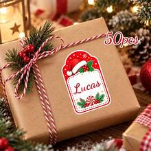 12/25/50 st personliga anpassade julklappsetiketter med namn, utskurna självhäftande julklappsetiketter, assorterade söta högtidsdesignade klistermärken för presentinslagning, julklapp - Multifärgad - Visa 23