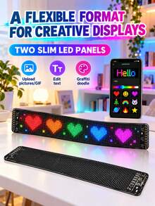 2pcs LED Flexible Screen Light, Multi-Language LED Matrix Pixel Panel Scrolling Advertising Light, USB APP Control Magic Eye Light Sign (Battery Not Included) - App Control - View 6