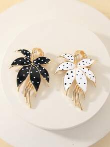 1pc Alloy Vintage Enamel Glazed Black & White Spotted Floral Brooch, Classic Women's Style, Suitable For Business, Commute, Party, Holiday And Other Occasions. - Flower - View 5