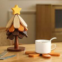 3pcs Heat-Insulating Pads, Christmas Tree Table Mat, Creative Decorative Ornament, Tree-Shaped Anti-Scald Pot Mat, Bowl Mat - Multicolor - View 3