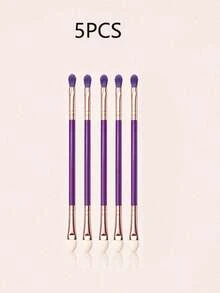 Dual-Ended Eyeshadow Brush Set, Double-Sided Eye Makeup Brushes With Purple Handle, Suitable For Eyeshadow, Blending, Highlighting And Detail Application, Multi-Functional Eye Makeup Tool For Beginners, Women And Daily Beauty Care, Portable For Travel - Multicolor - View 11