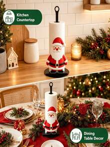 1pc Christmas Decorative Kitchen Paper Towel Holder - Desktop Paper Towel Rack (Combines Display And Storage Functions), Fun Santa Claus Design, Suitable For Kitchen, Bathroom, Living Room And Dining Room, Can Be Used As Decoration To Create A Warm Christmas Atmosphere. - One Size - View 2