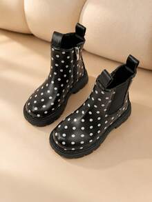 Tibanyu Kids Chelsea Boots, Boys Girls Short Ankle Boots, Side Zipper Thick Sole Comfortable Winter Shoes - Black and White - View 2