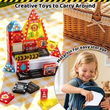 22/51PCS Fire Station Theme Magnetic Colorful Window Pieces, Boys Assembly Fire Station Model, Road Scene Magnetic Building Blocks Educational Toy - Multicolor - View 6