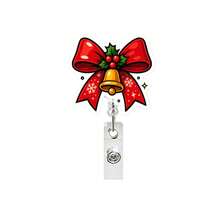 1pc Christmas Bell Bow Easy-Pull Glitter Acrylic Retractable Badge Reel Snowflake Badge Holder - Multicolor - View 13