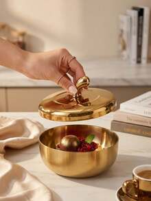 6pcs/4pcs/2pcs Set Gold Stainless Steel Dessert Bowl With Water Drop Handle Lid, Unique Creative Design, Suitable For Dessert/Dried Fruit/Platter, Luxury Gold Color, Stackable And Easy To Clean, For Home Gathering/Outdoor Party/Outdoor BBQ/Restaurant And Other Occasions, Christmas, Halloween, Kitchen Tableware, Ramadan, Wedding - Multicolor - View 5