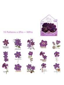 1 Pack 20pcs Vintage Floral Leaf Label PET Stickers, Scrapbook DIY Collage Decoration, Scrapbook Material, Planner - Four Seasons - View 13