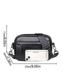 Men's Fashion Casual Crossbody Bag, Large Capacity, Youth Gift, Street Style, Horizontal Design, New Arrival - Black - View 12