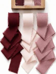 3 Rolls 3 Colors Handmade Chiffon Ribbon, Suitable For Wedding Invitations, Mother's Day, Bridal Bouquets, Gift Wrapping, DIY Crafts - Chiffon Ribbon - View 8