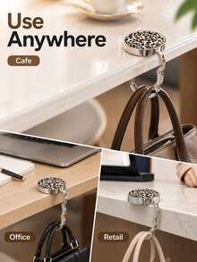 Foldable Purse Hook For Table Leopard Print Purse Holder For Women Handbag Hanger Portable Bag Holder Bag Hooks For Travel Party Home Wallet Handbag Storage And Organizer Home Bedroom Room Decor Bathroom Accessories Kitchen Decorations - Multicolor - View 8