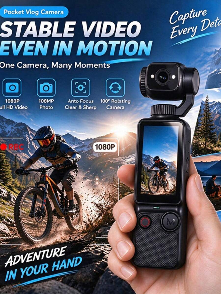 1 Mini Vlog Camera, 1080P High-Definition Handheld Mini Digital Camera With Rotatable Lens, Lightweight Portable Video Recorder Suitable For Family Time, Travel, Outdoor, And Daily Vlog Shooting - View 1