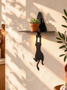 1PC Animal Silhouette Metal Wall Hanging Shelf, Wall Display Rack, Spider / Cat / Monkey / Lizard / Frog / / Dragon Multiple Styles, Gothic Room Decor, Aromatherapy Small Ornament Storage Rack - Black - View 1