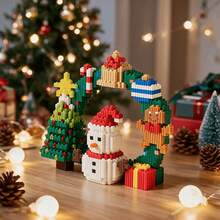 Seri Balok Susun Karangan Bunga Natal, Santa Claus, Rusa Kutub, Pohon Natal, Manusia Salju, Dekorasi Jendela, Hadiah Liburan, Ornamen Meja, Kerajinan Tangan, Dapat Digunakan Sebagai Pajangan Dekorasi Meja, Hadiah Liburan - MultiWarna - View 2
