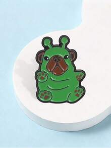 1 Pc Cute Alien Puppy Enamel Pin, Green Alien Bulldog Brooch Badge, Decorative Lapel Pin For Backpack Jacket Clothing Accessory - Multicolor - View 8