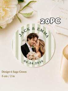 11/20/40pc Personalized Custom Round Photo Text Sticker,Custom Names Date,Wedding Gift,Bride Groom Couples,Favor Bags,Gift Boxes Envelope Decoration - Multicolor - View 25
