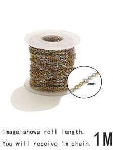 1M Two‑Tone Gold Silver Stainless Steel Chain, Tarnish Resistant Bulk Link Chain, Ins Style DIY Necklace Bracelet Jewelry Making Findings Supplies - Stainless Steel Chain - View 8