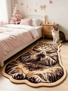 1pc 2D Printed Cat Praying Hands Decorative Rug, Thickened Carpet, Plush Rug, Autumn/Winter Rug, Decorative Rug, Bedroom Decor, Small Rug, Carpet, Home Decor, Living Room Rug, Living Room Small Rug, Bedroom Rug, Living Room Home Decor, Outdoor Rug, Washable Rug - Multicolor 6 - View 1