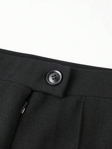 Women's Solid Color Casual Versatile Daily Wear Flare Leg Pants - Black - View 6