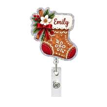 1pc Christmas Socks Acrylic Retractable Badge Holder Clip, Office & Healthcare ID Holder, Christmas Gift - Multicolor - View 14