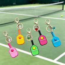 Pickleball Paddle Keychain, Creative Colorful Silicone Pickleball Racket Pendant, Sports Bag Charm, Small Gift, Sports Pattern, Casual Silicone Keychain, All Year - Racket - View 6