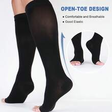 Copper Fiber Mid-Calf Open Toe Elastic Compression Socks 20-30mmHg Compression Level For Men And Women Suitable For Yoga Pilates Home Sports Fitness - Multicolor - View 8