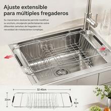Stainless Steel Over The Sink Dish Drying Rack With Extendable Handles, Silver Metal Dish Drainer For Plates And Glasses, Kitchen Countertop Storage Basket - One Size Fits All - View 1