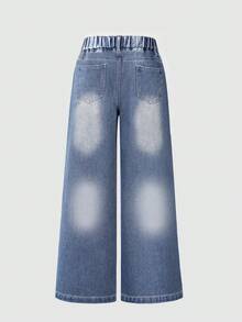 Celana Jeans Denim Fashion Anak Laki-Laki, Celana Panjang Lurus Kasual Longgar Musim Semi/Musim Gugur Terbaru - Biru - View 3