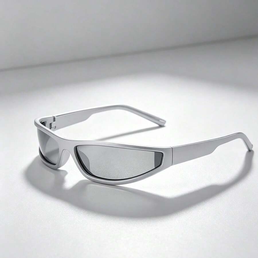 1pc Women's Fashion Glasses Small Frame Personalized High-End Style - Silver - View 1