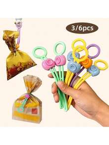 6/18pcs Snack Sealing Ties/Strips/Clips - Multi-Purpose 3-Color Snack Sealing Clips, Creative Food Sealing Buckles, Kitchen Storage & Freshness Preservation Tools - Multicolor - View 1