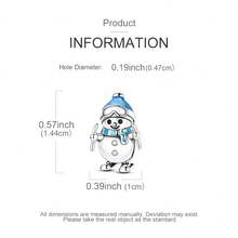 2 Pc/Set Sliver Plated Winter Blue Dwarf Snowman Charm Fit Bracelet For Diy Jewelry Making, Ideal Choice For Women Jewelry Gift - Silver - View 4