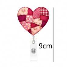 1pc Colorful Patchwork Print Retractable Badge Reel, Acrylic ID Card Holder Retractable Clip, Suitable For Nurses, Doctors, Teachers, Volunteers, Office Workers, Christmas, Valentine's Day - A - View 2