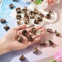 16/36/56pcs Coffee Marble Pattern Letter Beads, A-Z Random Acrylic Letter Beads, Suitable For Bag Charms, Keychains And Other Crafts - Coffee Brown - View 6