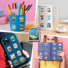 Travel Stickers, Art & Crafts, For Decorating Stationery, Water Bottles, Luggage, Refrigerator, Skateboard, Guitar - one-size - View 9