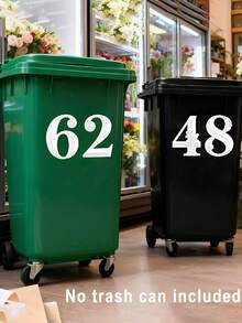 1pc PVC Self-Adhesive White Number Sticker - 5.7 Inch (14.5cm) Commercial Grade High Reflective Trash Can Label, No Residue Edges; Suitable For Wheeled Trash Cans, Large Garbage Bins, Car Trash Cans And Garage Storage Organization - Excellent Nighttime Visibility, High Visibility. - A - View 2