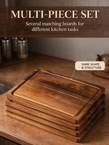 1/2/3pcs Acacia Wood Cutting Board Set, Rectangular Solid Wood Kitchen Chopping Board, Multi-Size Wooden Prep Board For Cutting Meat Veggie Bread, Serving Tray Charcuterie Board, Kitchen Cooking Accessory, Small Kitchen Gadgets, Kitchen Cutting Board - View 7