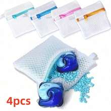 4pcs Zipper Mesh Laundry Bags, Reusable Washing Machine Protection Bags With Zipper Closure, Suitable For Fragrance Beads, Machine Washable, Anti-Sticking Laundry Pod Protection Bags, Suitable For Delicate Items And Small Items, Soap Sheets, Fragrance Crystals And Other Detergent Pods, Laundry Sorting Bags, Home Care Essentials, Machine Wash Clothes Protection Tool, Anti-Deformation Laundry Bags, Simple Home Storage, Saudi Arabia Gift, Travel Essentials, Christmas/Halloween/Valentine's Day/Home Essentials - Multicolor - View 12