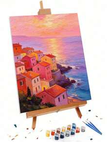 Adult Beginner Digital Oil Painting, Landscape Digital Oil Painting, Sunrise By The Sea Digital Oil Painting Set, Suitable For Home Wall Decor, Holiday Gifts. - Sets - View 3
