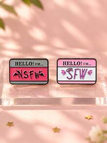 1pc Sweet & Cool Contrast Style Zinc Alloy Oil Drip Angel & Devil Letter Nameplate Brooch, Women's Daily Backpack & Jacket Decoration - Multicolor - View 9
